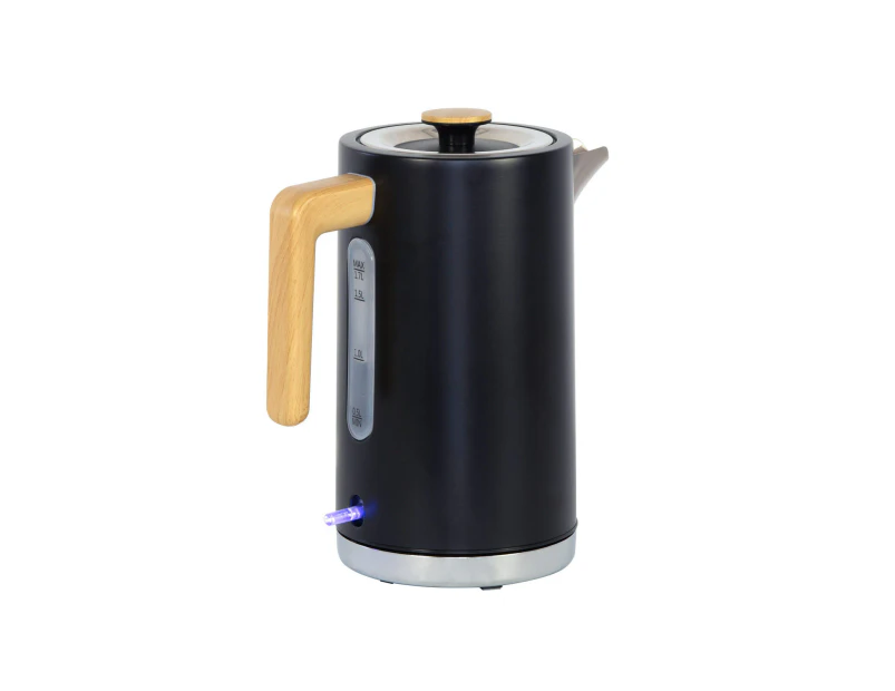Upgrade with Danoz Direct Kitchen Kettle! With a 1.7L capacity and sleek black design with wood accents, this kettle is both stylish and practical