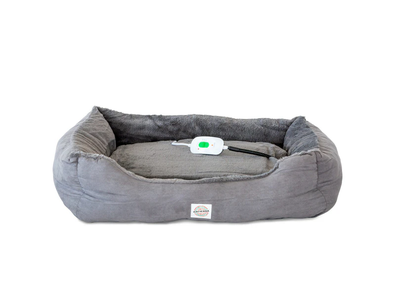Hacienda Easy to Clean Electric Heated Rabbit Faux Fur Covering Pet Bed - Medium