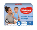 Huggies Ultradry Essentials Nappies Boys Size 5 - Carton (64 Nappies) 13-18Kg