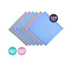 1st Steps 120PCE Cotton Wash Cloths Absorbent Ultra Soft Various Colours 30cm - Blue, Purple, Green
