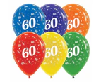 30cm Age 60 Crystal Assorted Latex Balloons 25 Pack