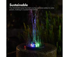 Noveden 3W Solar Fountain Water Pump for Bird Bath with RGB Color LED Lights 16cm