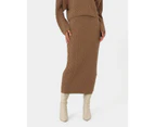 Forcast Women's Honesty Cable Midi Knit Skirt - Camel