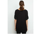 Liz Jordan - Womens Tops -  Satin Knit Back Top - Black