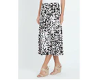 NONI B - Womens Skirts -  Midi Floral Puff Print Skirt - Black