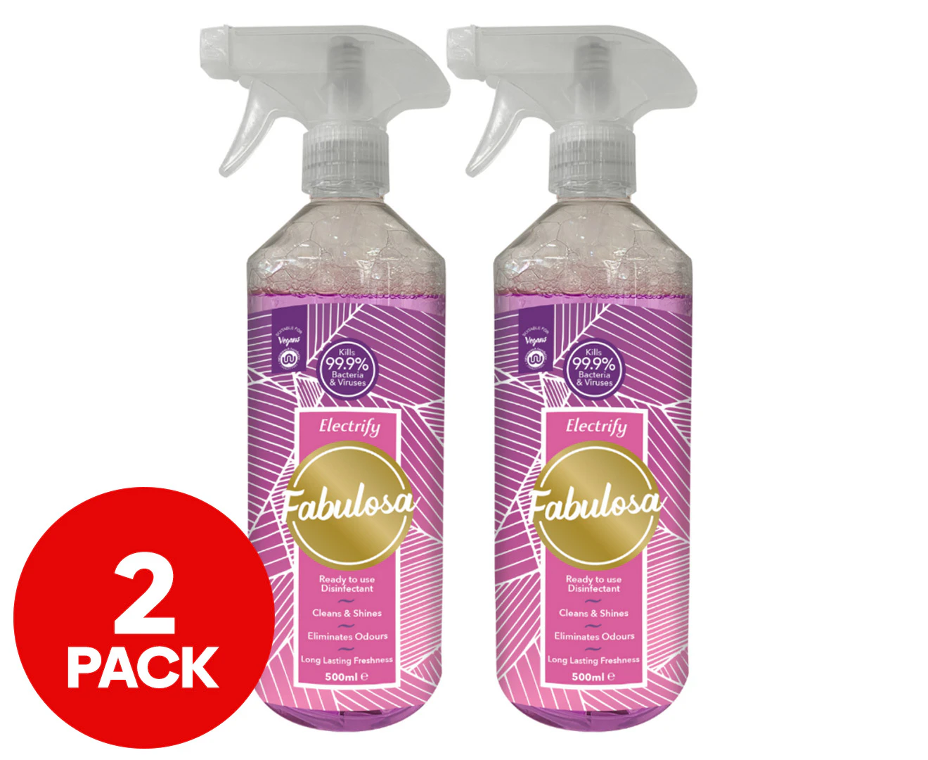 2 x Fabulosa Multipurpose Antibacterial Spray Electrify 500mL