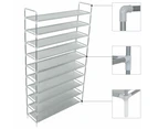 vidaXL Shoe Rack with 10 Shelves Metal and Non-woven Fabric Silver
