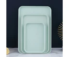 Kitchen Serving Tray Wheat Straw Rectangular Nordic Style Cupcake Fruit Snack Tea Tray For Home Restaurant Light Green L(Approx.38X27Cm/15.0X10.6In)
