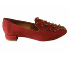 Orcade Telus Womens Low Heel Leather Shoes Made In Brazil - Red