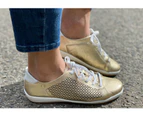 Bottero Riviera Womens Comfortable Leather Casual Shoes Made In Brazil - Gold