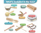 Stoie's International Wooden Music Set Toy- Eco Friendly Musical Set with A Cotton Storage Bag -Promote Creativity Coordination and Have Lots of Family Fun