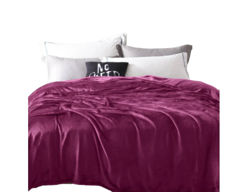 750GSM Ultra Warm Winter Thermal Blanket Mink Blankets Soft Plush Feel - Magenta Purple