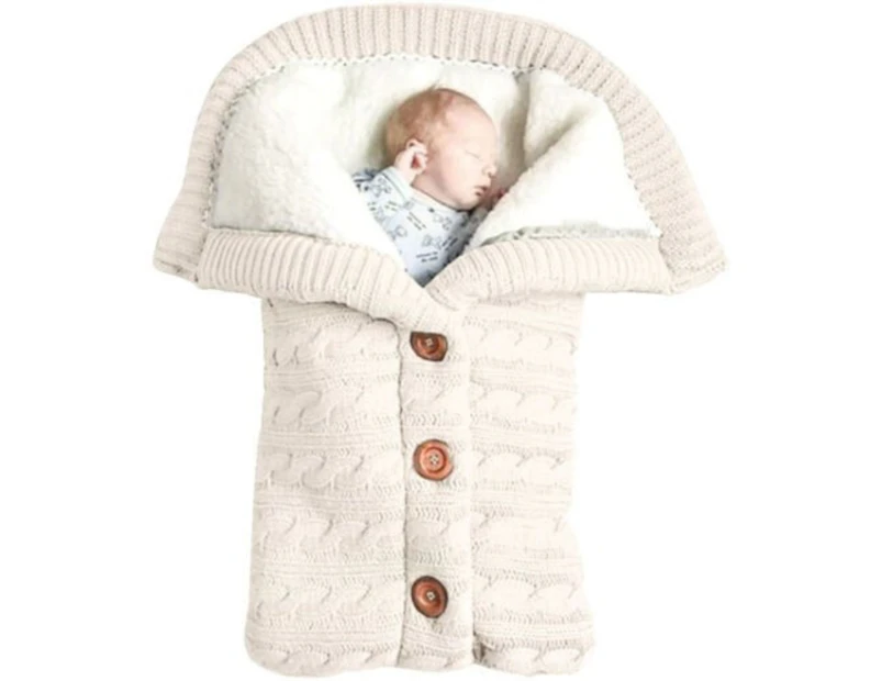 Winter Wrap Blanket Knit Warm Sleep Bag Stroller Sleeping Sack - White