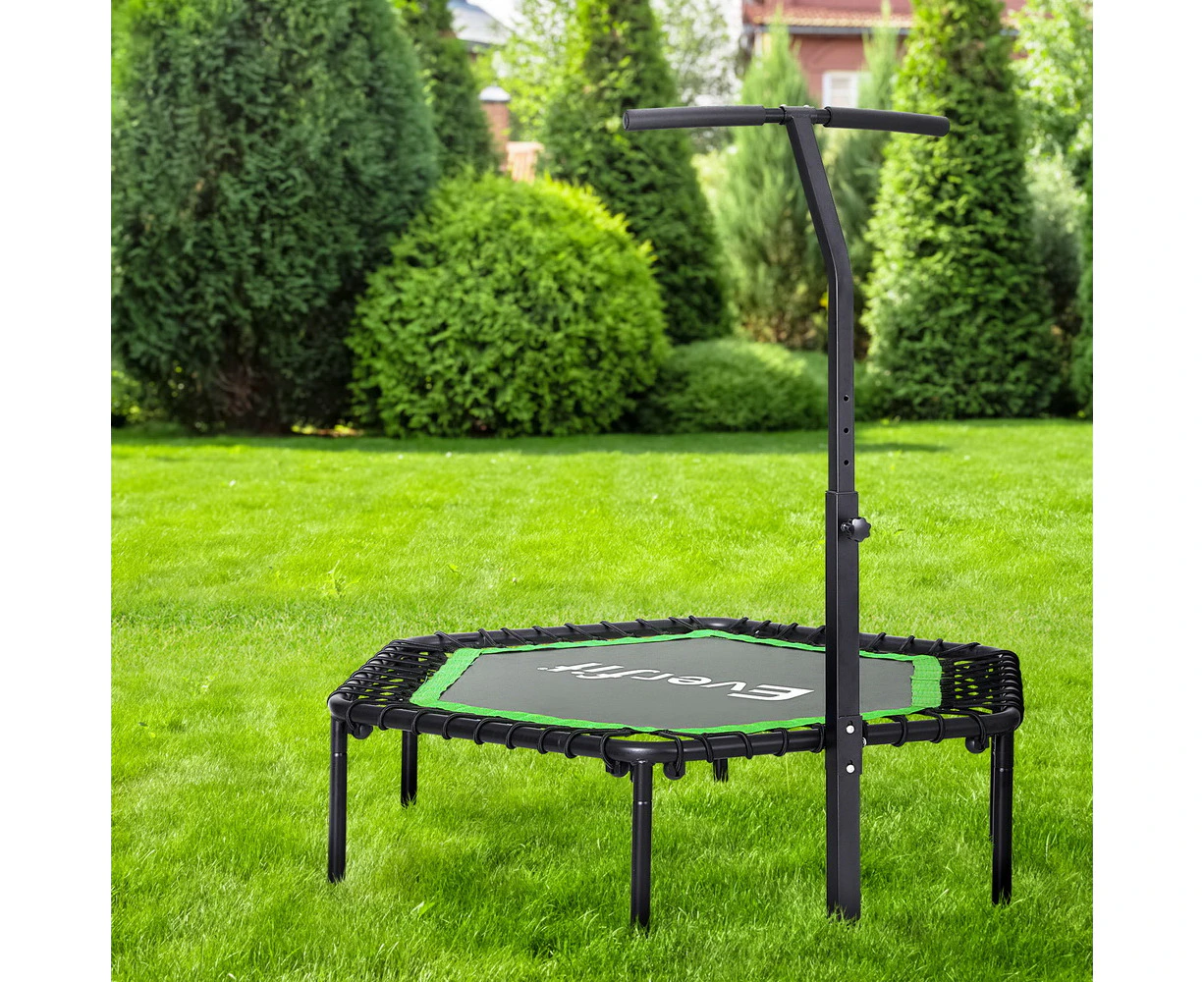 Everfit 48inch Hexagon Trampoline Kids Exercise Adjustable Handrail Green