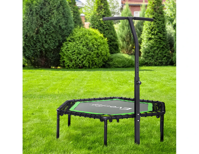 Everfit 48inch Hexagon Trampoline Kids Exercise Adjustable Handrail Green