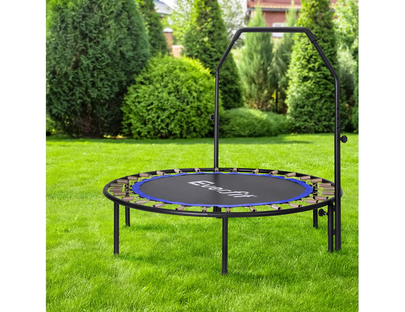 Everfit 48inch Round Trampoline Kids Exercise Fitness Adjustable Handrail Blue