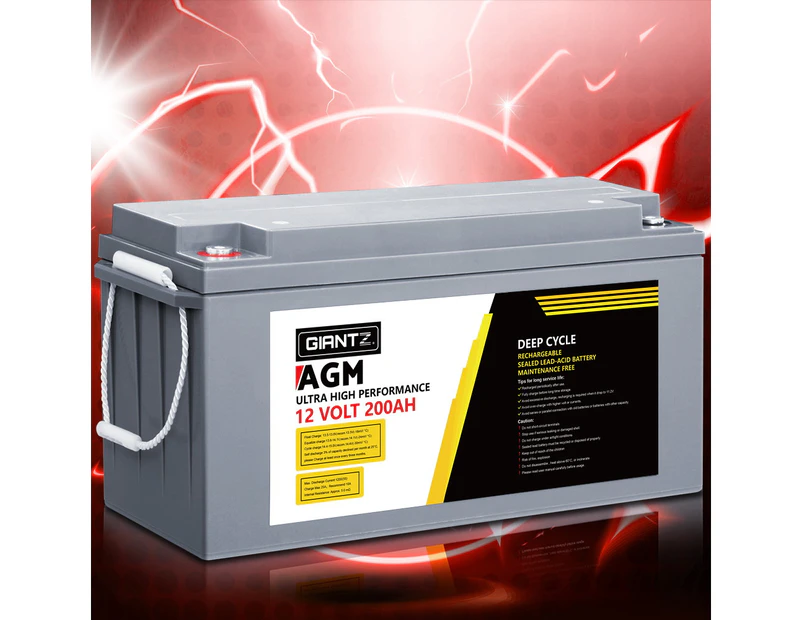 Giantz AGM Deep Cycle Battery 12V 200Ah Box Portable Solar Caravan Camping