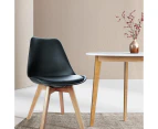 Artiss Dining Chairs Set of 4 Black Leather DSW