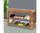 Artiss Shoe Rack Cabinet Bamboo Bench Wooden Storage Shelf Stand Organiser Stool