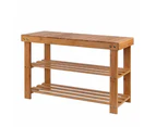 Artiss Shoe Rack Cabinet Bamboo Bench Wooden Storage Shelf Stand Organiser Stool