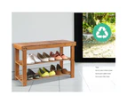 Artiss Shoe Rack Cabinet Bamboo Bench Wooden Storage Shelf Stand Organiser Stool