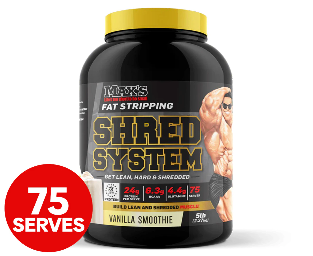 Max's Shred System Protein Powder Vanilla Smoothie 2.27kg / 75 Serves