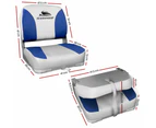 Seamanship 2X Folding Boat Seats Marine Swivel Low Back 13cm Padding Grey Blue