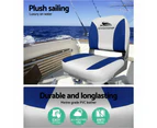 Seamanship 2X Folding Boat Seats Marine Swivel Low Back 13cm Padding Grey Blue