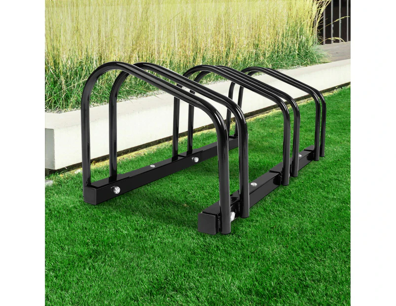 Weisshorn 3 Bike Stand Rack Bicycle Storage Floor Parking Holder Cycling Black