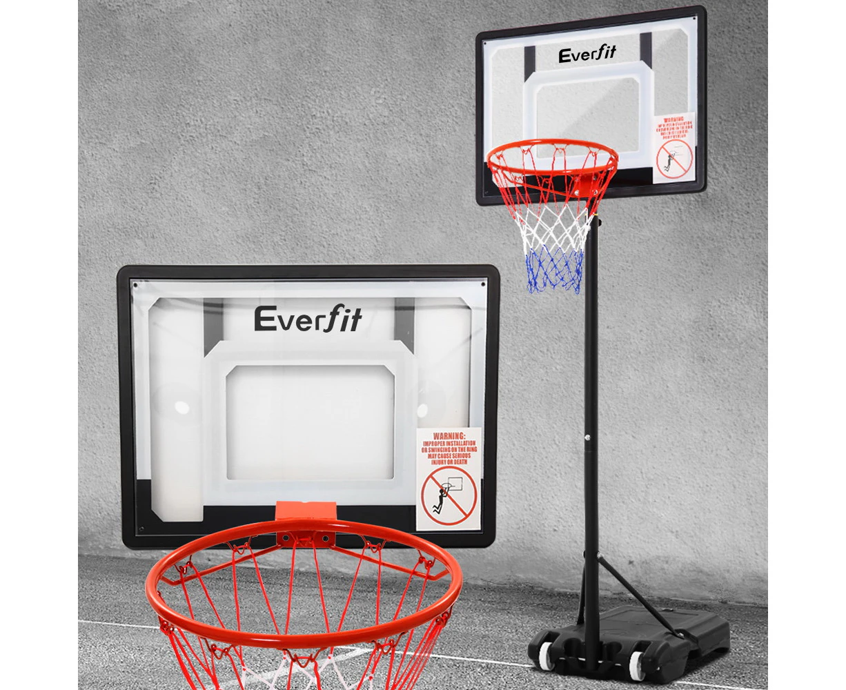 Everfit 2.1M Basketball Hoop Stand System Adjustable Portable Pro Kids Clear