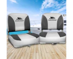 Seamanship 2X Folding Boat Seats Marine Swivel Low Back 13cm Padding Charcoal