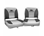 Seamanship 2X Folding Boat Seats Marine Swivel Low Back 13cm Padding Charcoal