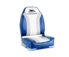 Seamanship 2X Folding Boat Seats Marine Seat Swivel High Back 12cm Padding Blue