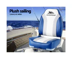 Seamanship 2X Folding Boat Seats Marine Seat Swivel High Back 12cm Padding Blue