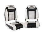 Seamanship 2X Folding Boat Seats Marine Seat Swivel High Back 12cm Padding Grey