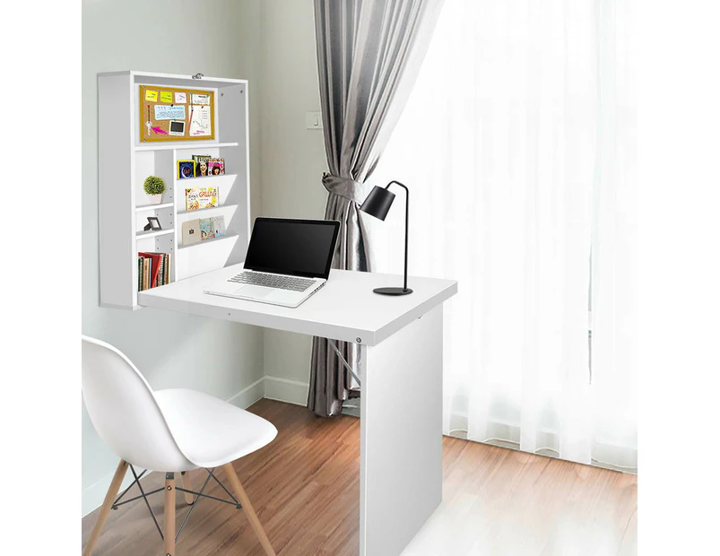 Artiss Computer Desk Bookshelf Wall Mount White