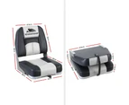 Seamanship 2X Folding Boat Seats Marine Seat Swivel Low Back 10cm Padding Grey