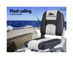 Seamanship 2X Folding Boat Seats Marine Seat Swivel Low Back 10cm Padding Grey