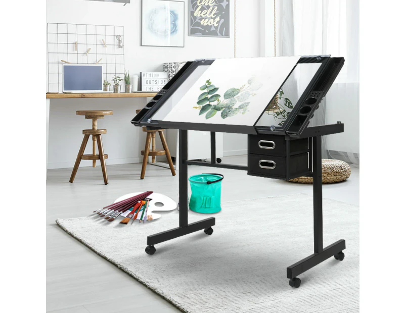 Artiss Drawing Desk Drafting Table Black