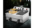 Devanti 20L Electric Commercial Deep Fryer Double Baskets Oil Taps 6000W