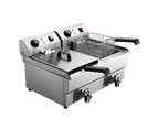 Devanti 20L Electric Commercial Deep Fryer Double Baskets Oil Taps 6000W