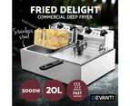 Devanti 20L Electric Commercial Deep Fryer Double Baskets 4400W