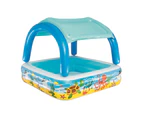 Bestway Kids Pool 140x140x114cm Inflatable Swimming w/ Canopy Play Pools 265L