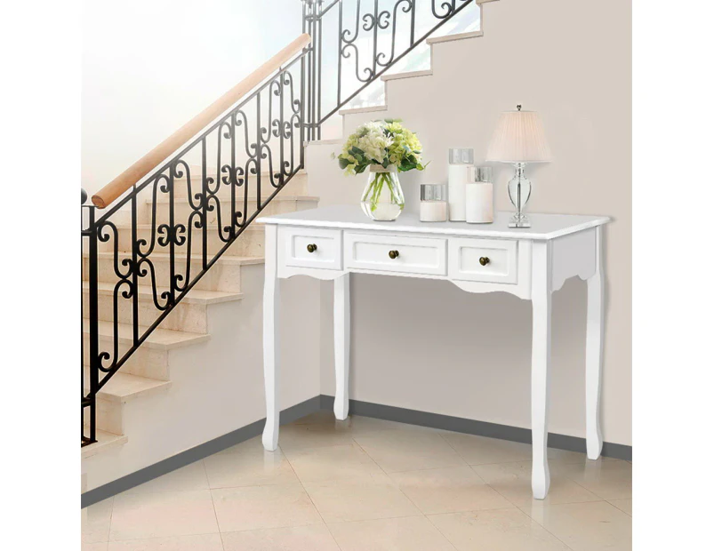Artiss Console Table 3 Drawers White Hamptons