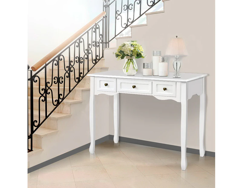 Artiss Console Table 3 Drawers White Hamptons