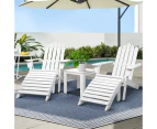 Gardeon 5PC Adirondack Outdoor Table and Chairs Wooden Sun Lounge Patio Furniture White