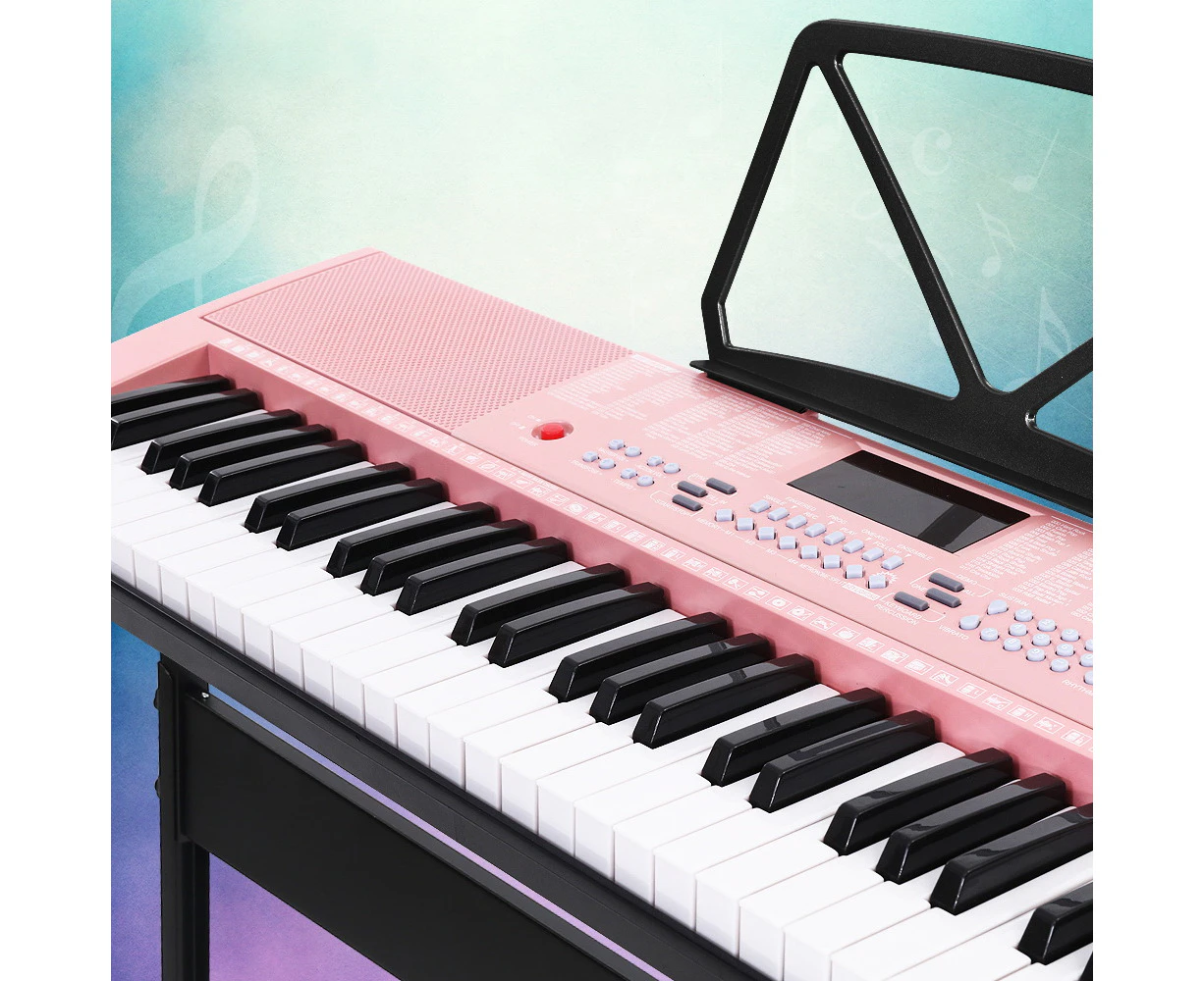 Alpha 61 Keys Electronic Piano Keyboard Digital Electric w/ Stand Lighted Pink