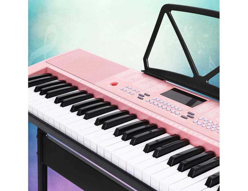 Alpha 61 Keys Electronic Piano Keyboard Digital Electric w/ Stand Lighted Pink