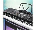 Alpha 61 Keys Electronic Piano Keyboard Digital Electric w/ Stand Lighted Black