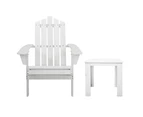 Gardeon 3PC Adirondack Outdoor Table and Chairs Wooden Beach Chair White